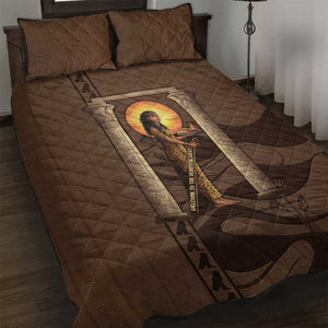 Imenet Sunlit Temple Columns Quilt Bed Set with Ancient Egyptian Offering Scene