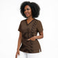 Imenet Sunlit Temple Columns Scrub Top with Ancient Egyptian Offering Scene