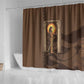 Imenet Sunlit Temple Columns Shower Curtain with Ancient Egyptian Offering Scene
