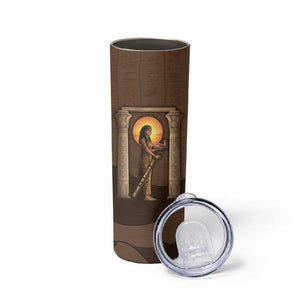 Imenet Sunlit Temple Columns Skinny Tumbler with Ancient Egyptian Offering Scene