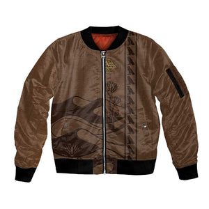 Imenet Sunlit Temple Columns Sleeve Zip Bomber Jacket with Ancient Egyptian Offering Scene