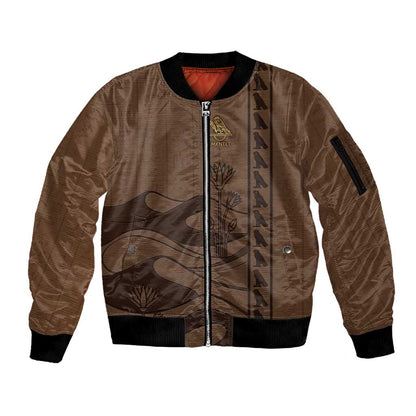 Imenet Sunlit Temple Columns Sleeve Zip Bomber Jacket with Ancient Egyptian Offering Scene