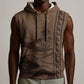 Imenet Sunlit Temple Columns Sleeveless Hoodie with Ancient Egyptian Offering Scene