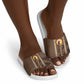 Imenet Sunlit Temple Columns Slide Sandals with Ancient Egyptian Offering Scene