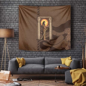 Imenet Sunlit Temple Columns Tapestry with Ancient Egyptian Offering Scene