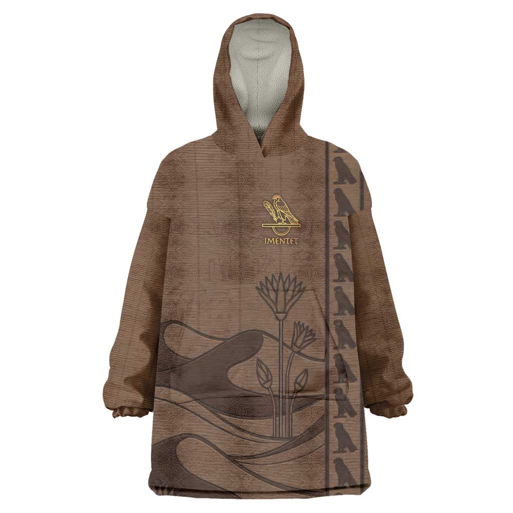 Imenet Sunlit Temple Columns Wearable Blanket Hoodie with Ancient Egyptian Offering Scene
