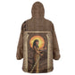 Imenet Sunlit Temple Columns Wearable Blanket Hoodie with Ancient Egyptian Offering Scene