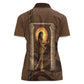 Imenet Sunlit Temple Columns Women Polo Shirt with Ancient Egyptian Offering Scene