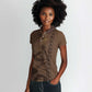 Imenet Sunlit Temple Columns Women Polo Shirt with Ancient Egyptian Offering Scene