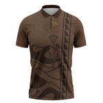 Imenet Sunlit Temple Columns Zipper Polo Shirt with Ancient Egyptian Offering Scene
