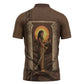 Imenet Sunlit Temple Columns Zipper Polo Shirt with Ancient Egyptian Offering Scene