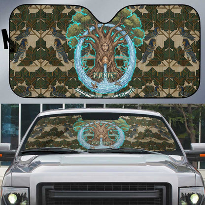 Imentet Egyptian Auto Sun Shade with Eye of Horus and Eternal Tree in Afterlife