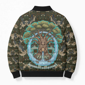 Imentet Egyptian Bomber Puffer Jacket with Eye of Horus and Eternal Tree in Afterlife