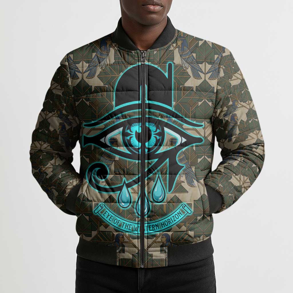 Imentet Egyptian Bomber Puffer Jacket with Eye of Horus and Eternal Tree in Afterlife