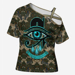 Imentet Egyptian Cross Shoulder Shirt with Eye of Horus and Eternal Tree in Afterlife