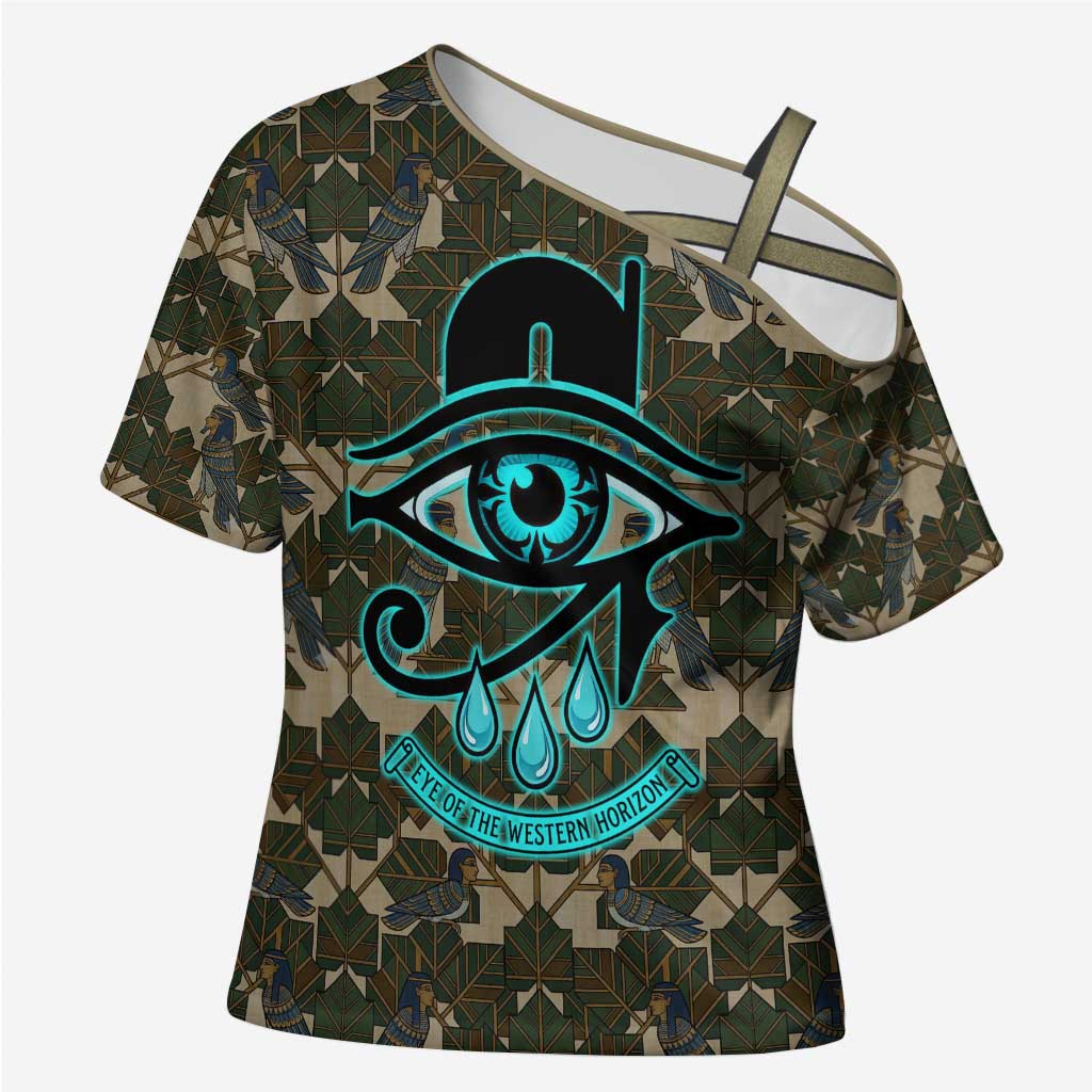 Imentet Egyptian Cross Shoulder Shirt with Eye of Horus and Eternal Tree in Afterlife