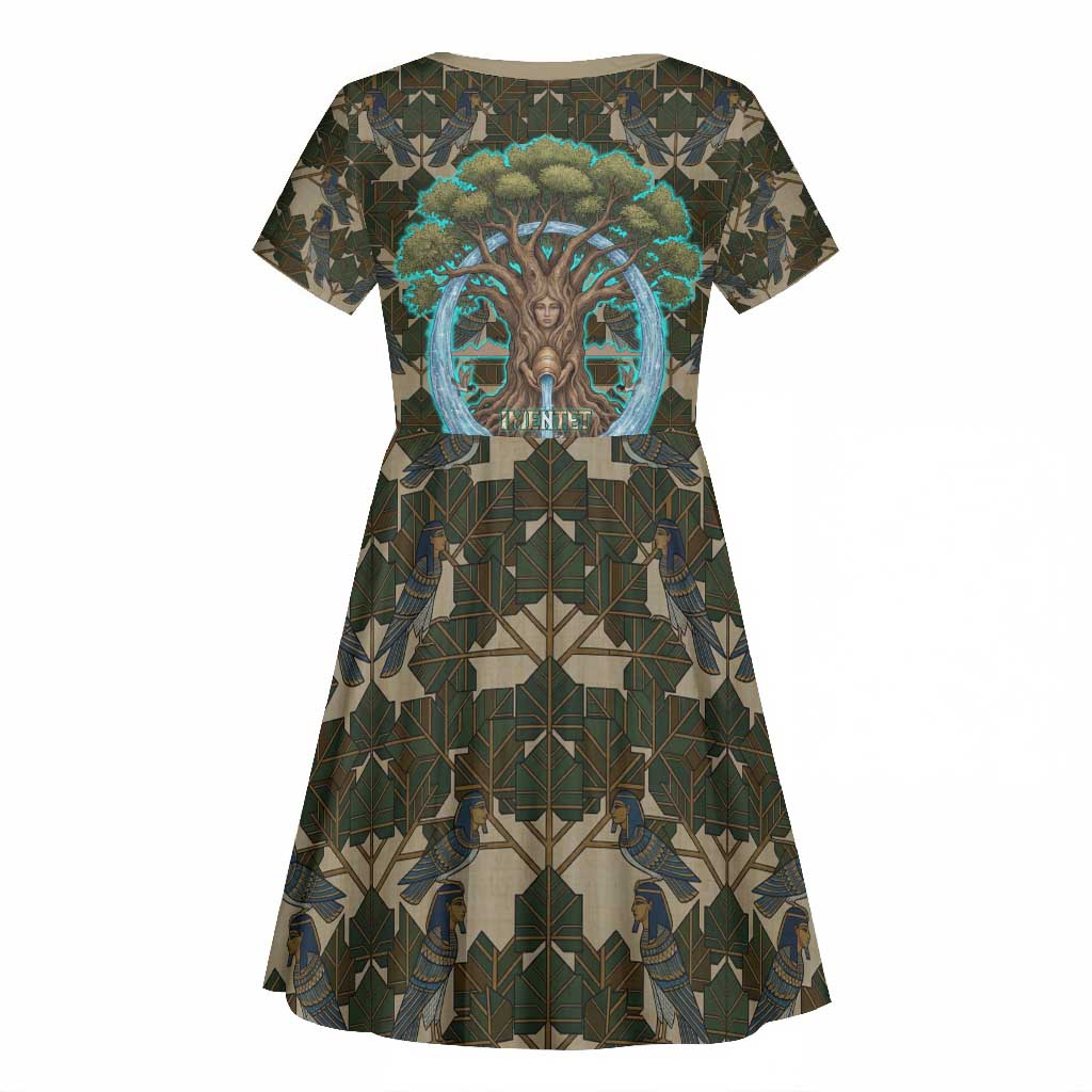 Imentet Egyptian Kid Short Sleeve Dress with Eye of Horus and Eternal Tree in Afterlife