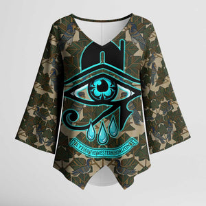 Imentet Egyptian Kimono Sleeve Blouse with Eye of Horus and Eternal Tree in Afterlife