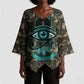 Imentet Egyptian Kimono Sleeve Blouse with Eye of Horus and Eternal Tree in Afterlife
