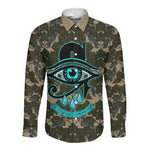 Imentet Egyptian Long Sleeve Button Shirt with Eye of Horus and Eternal Tree in Afterlife