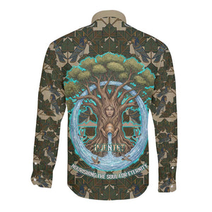 Imentet Egyptian Long Sleeve Button Shirt with Eye of Horus and Eternal Tree in Afterlife