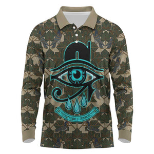 Imentet Egyptian Long Sleeve Polo Shirt with Eye of Horus and Eternal Tree in Afterlife