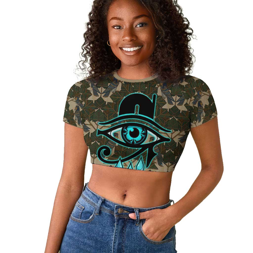 Imentet Egyptian Raglan Cropped T shirt with Eye of Horus and Eternal Tree in Afterlife