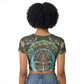 Imentet Egyptian Raglan Cropped T shirt with Eye of Horus and Eternal Tree in Afterlife