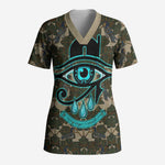 Imentet Egyptian Scrub Top with Eye of Horus and Eternal Tree in Afterlife