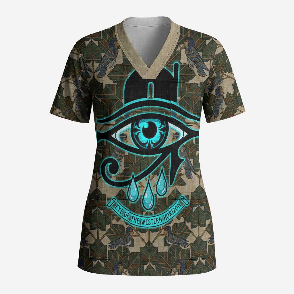 Imentet Egyptian Scrub Top with Eye of Horus and Eternal Tree in Afterlife