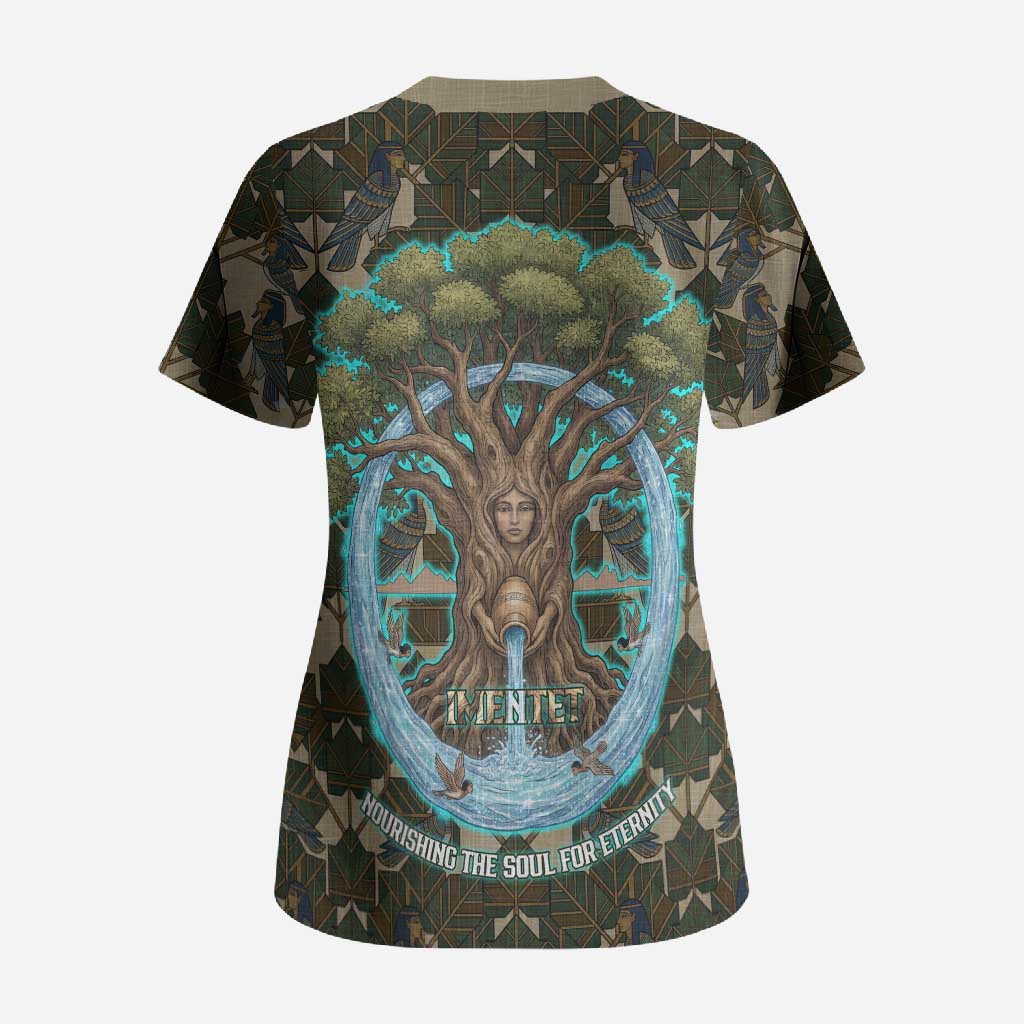 Imentet Egyptian Scrub Top with Eye of Horus and Eternal Tree in Afterlife
