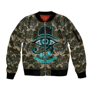 Imentet Egyptian Sleeve Zip Bomber Jacket with Eye of Horus and Eternal Tree in Afterlife