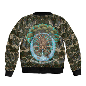 Imentet Egyptian Sleeve Zip Bomber Jacket with Eye of Horus and Eternal Tree in Afterlife