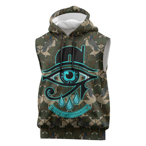Imentet Egyptian Sleeveless Hoodie with Eye of Horus and Eternal Tree in Afterlife