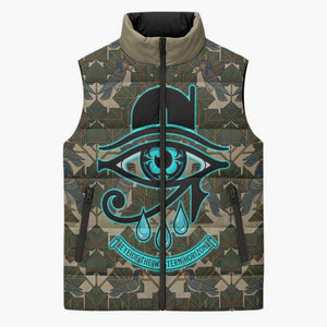 Imentet Egyptian Sleeveless Puffer Jacket with Eye of Horus and Eternal Tree in Afterlife