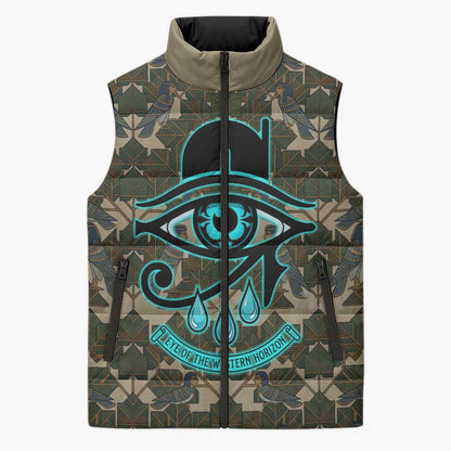 Imentet Egyptian Sleeveless Puffer Jacket with Eye of Horus and Eternal Tree in Afterlife