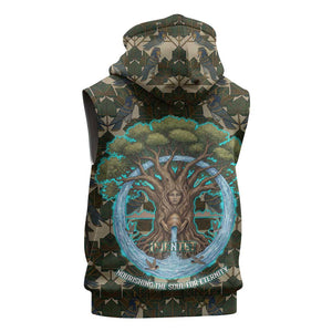 Imentet Egyptian Sleeveless Zip Hoodie with Eye of Horus and Eternal Tree in Afterlife