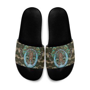 Imentet Egyptian Slide Sandals with Eye of Horus and Eternal Tree in Afterlife