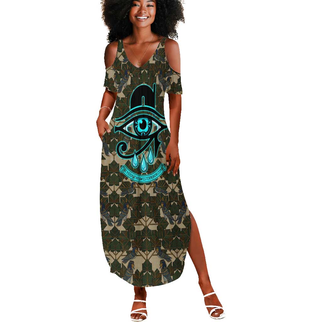 Imentet Egyptian Summer Maxi Dress with Eye of Horus and Eternal Tree in Afterlife