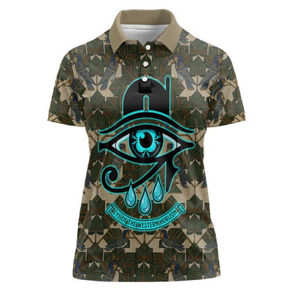Imentet Egyptian Women Polo Shirt with Eye of Horus and Eternal Tree in Afterlife