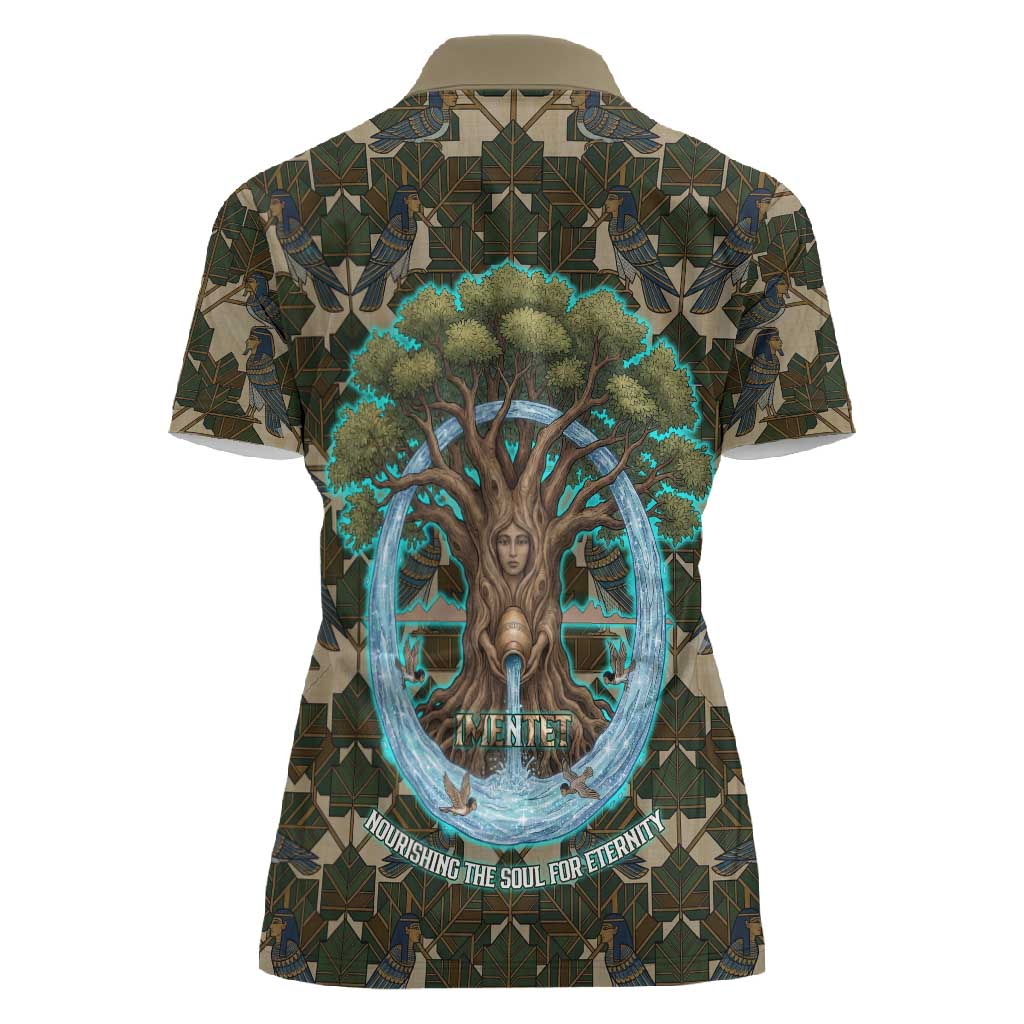 Imentet Egyptian Women Polo Shirt with Eye of Horus and Eternal Tree in Afterlife