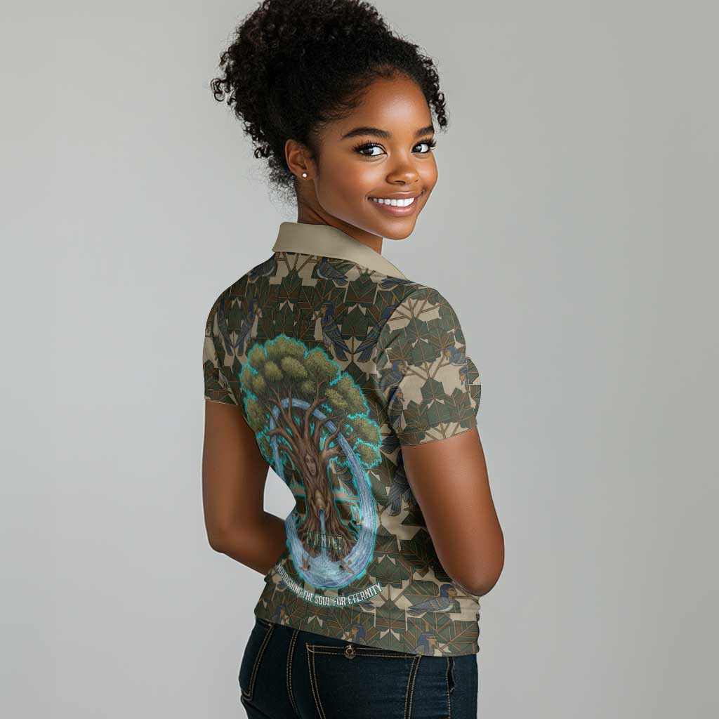Imentet Egyptian Women Polo Shirt with Eye of Horus and Eternal Tree in Afterlife
