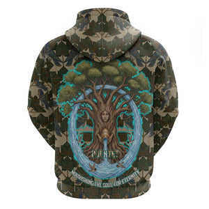 Imentet Egyptian Zip Hoodie with Eye of Horus and Eternal Tree in Afterlife