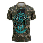 Imentet Egyptian Zipper Polo Shirt with Eye of Horus and Eternal Tree in Afterlife