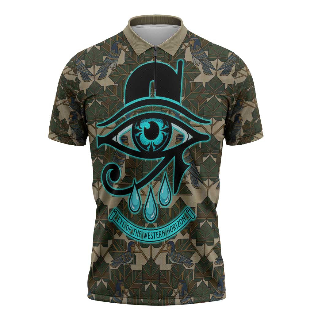 Imentet Egyptian Zipper Polo Shirt with Eye of Horus and Eternal Tree in Afterlife