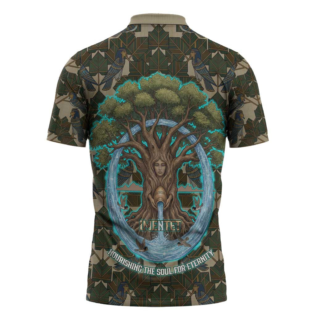 Imentet Egyptian Zipper Polo Shirt with Eye of Horus and Eternal Tree in Afterlife
