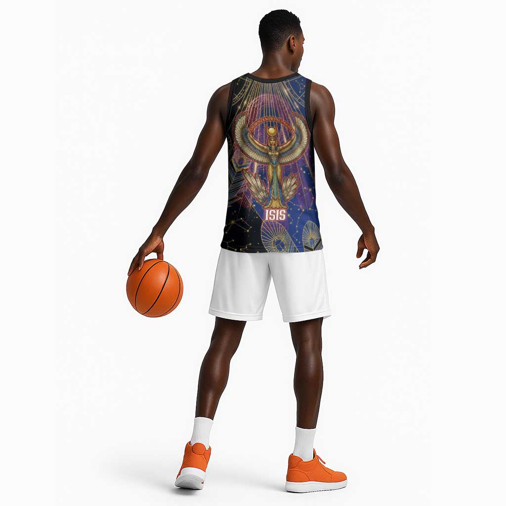 Isis Ankh Symbol Basketball Jersey with Celestial Wings in Ancient Egyptian Cosmic