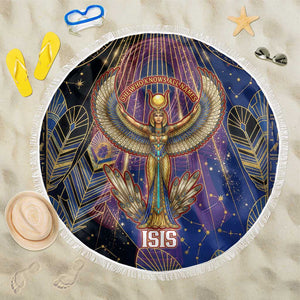 Isis Ankh Symbol Beach Blanket with Celestial Wings in Ancient Egyptian Cosmic