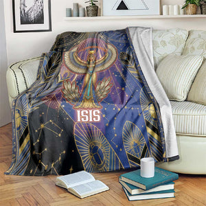 Isis Ankh Symbol Blanket with Celestial Wings in Ancient Egyptian Cosmic
