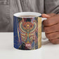 Isis Ankh Symbol Ceramic Mug with Celestial Wings in Ancient Egyptian Cosmic